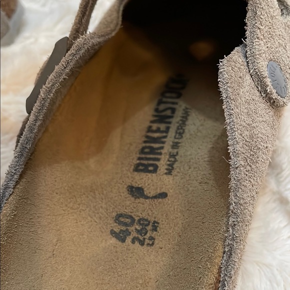 Taupe/Gray Birkenstock Boston Suede Slip-On Clogs, SZ 40 / 9-9.5 - Picture 3 of 7